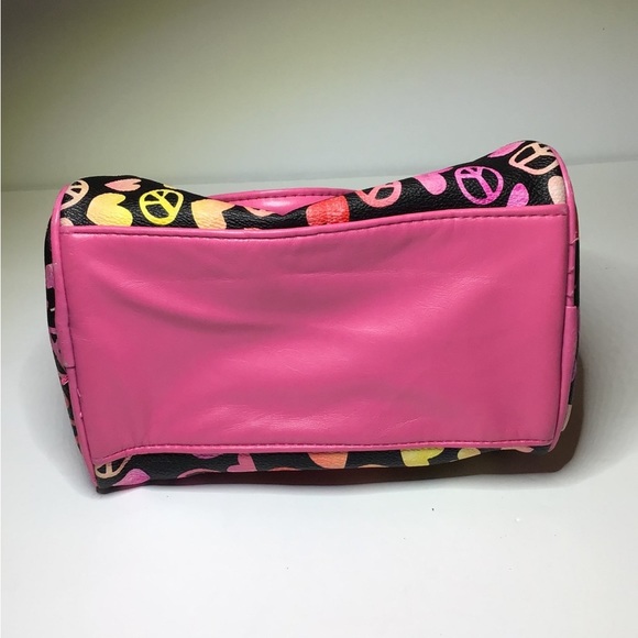 Women's Peace and Love Bitsy Satchel Bag, Black/Pink, size 8”x5”x6” - Picture 3 of 7